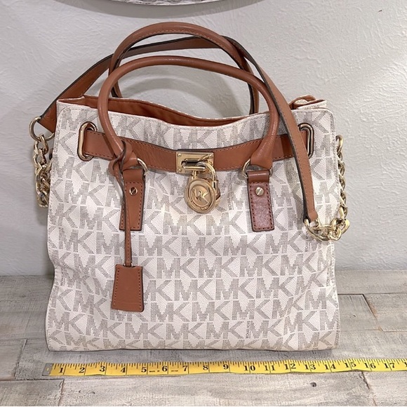Large Michael Kors Hamilton White and Brown - Picture 13 of 16